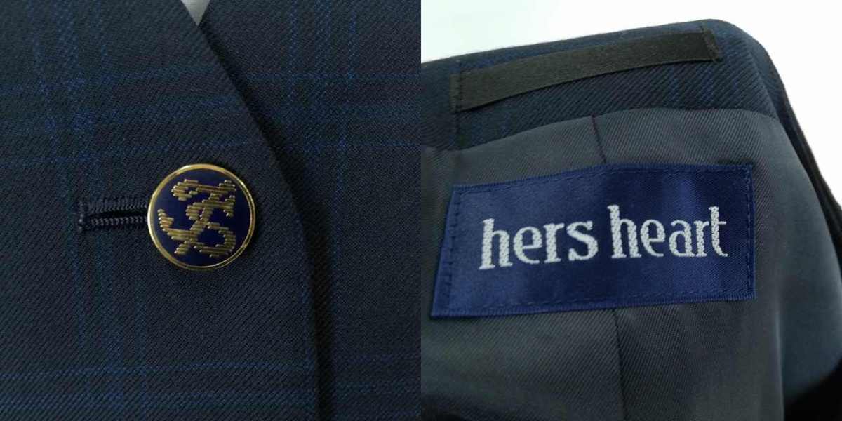 1円 イートン ベスト チェックスカート リボン 等 上下5点セット 指定 165A 冬物 長袖 東海大学付属相模中学高校 紺 中古 ランクB EY6211_8