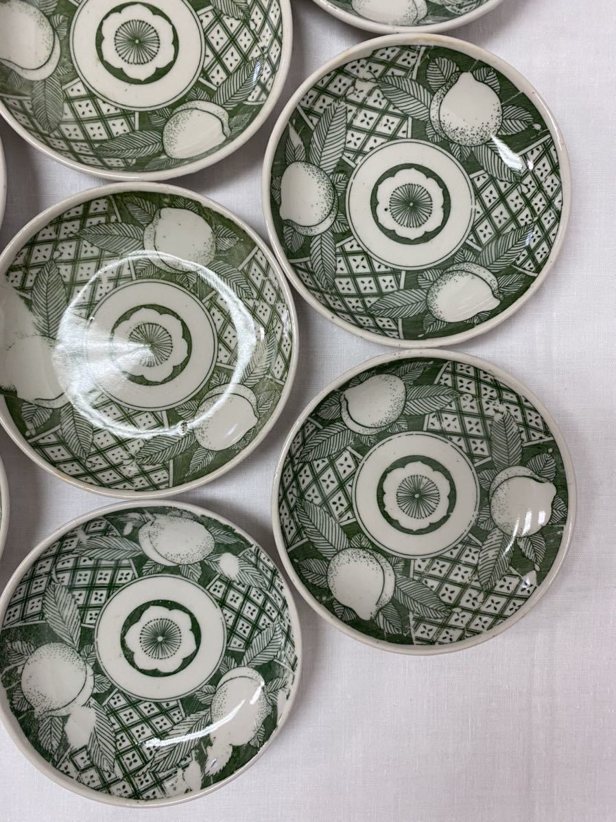 豆皿 古伊万里 手塩皿 小皿 染付 伊万里 菓子皿 10枚 印判 桃図