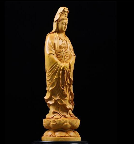 注目新作/ 観音菩薩様像 木彫 仏教美術 仏師で仕上げ品(仏像)｜売買