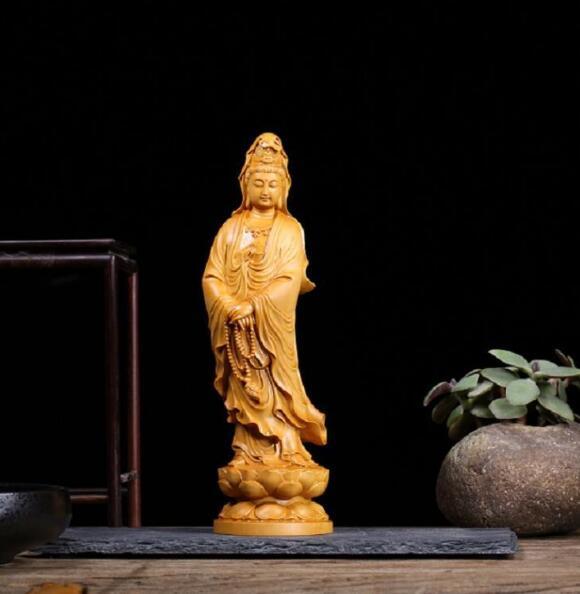 注目新作/ 観音菩薩様像 木彫 仏教美術 仏師で仕上げ品(仏像)｜売買