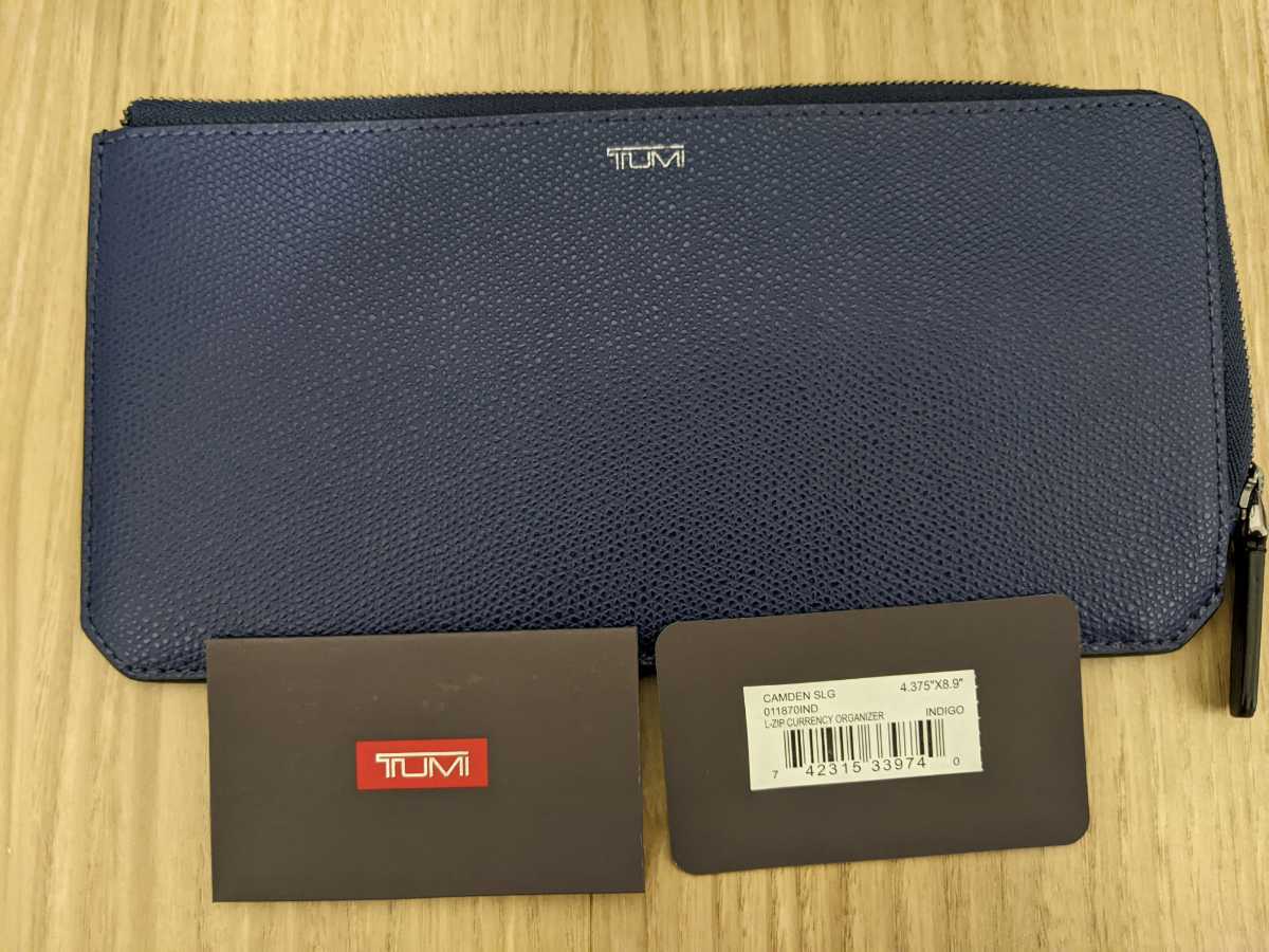 未使用/TUMI/トゥミ 長財布 ウォレットケース マチ無し ネイビー 紺 小銭入れなし カード入れ