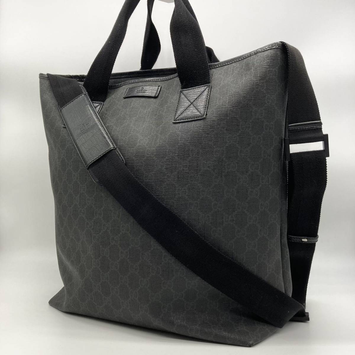 1円【良品 希少】 GUCCI グッチ 2wayトートバッグ PVC レザー GG 