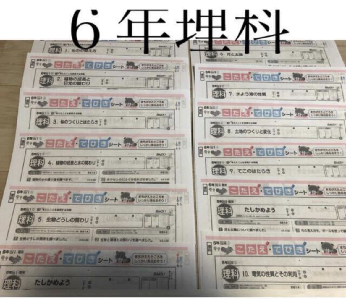 最新版小6 最新版 小学校 6年 理科 カラーテスト てびきシート 理科