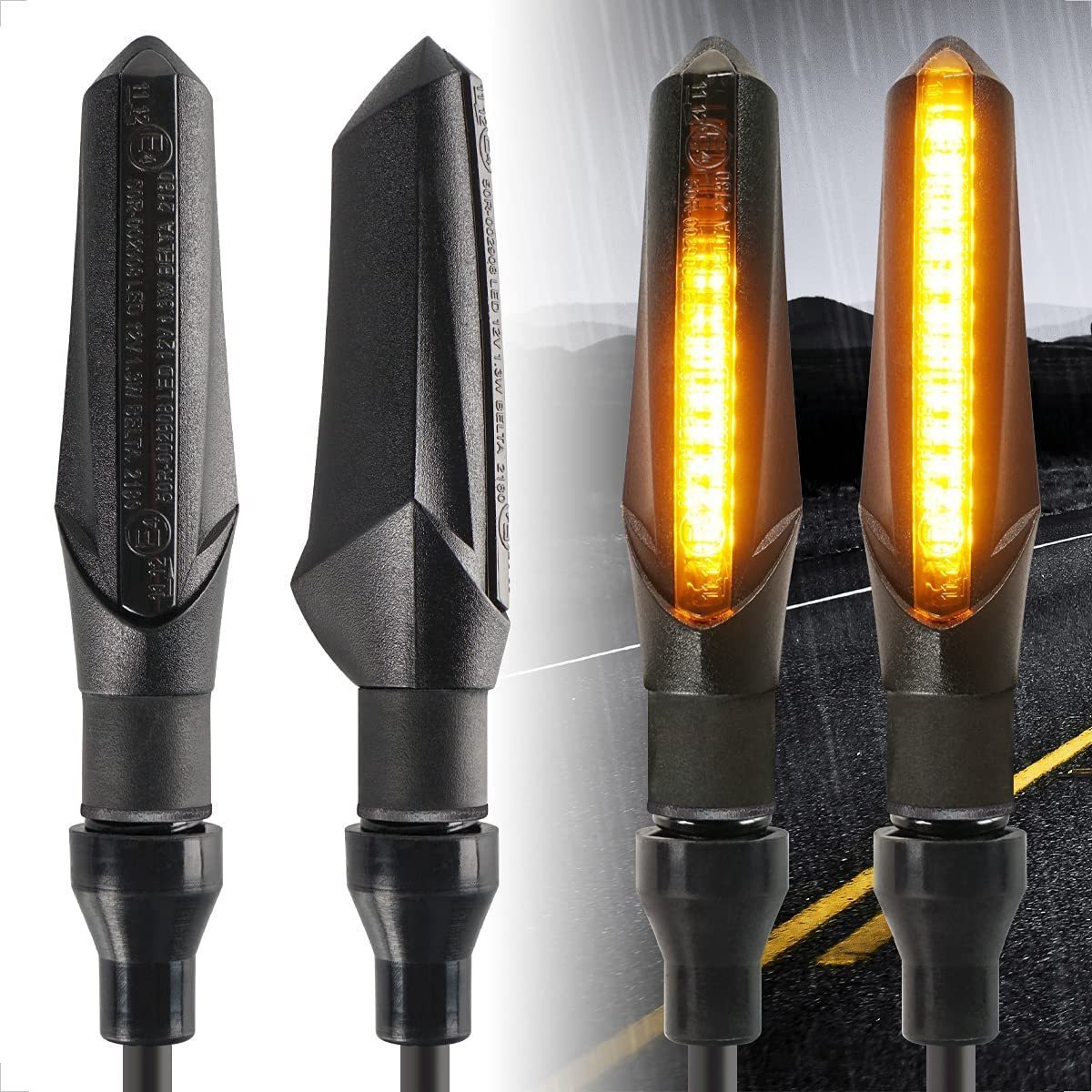 LED ウインカー バイク シーケンシャルウインカー | シーケンシャル 流れる 流れるウインカー 流れるウィンカー ウインカーX-68 4個セッ 4個の通販 流れるバイク汎用 デイライト白 黒 安い商品