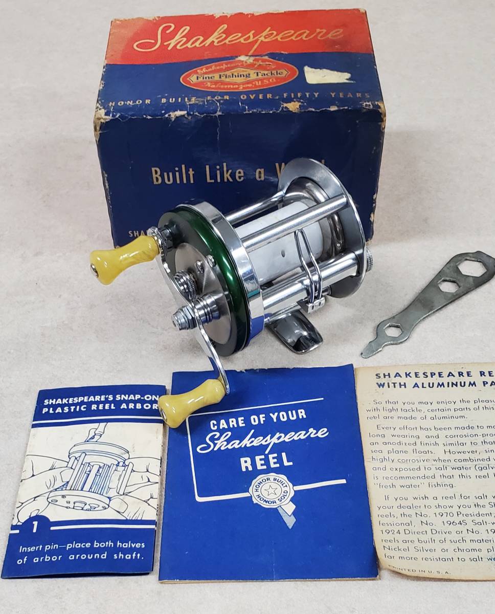 MOULINET VINTAGE SHAKESPEARE Marhoff 1964, modèle GE, lancer d'appâts avec étui cuir EUR 21,53 - FR