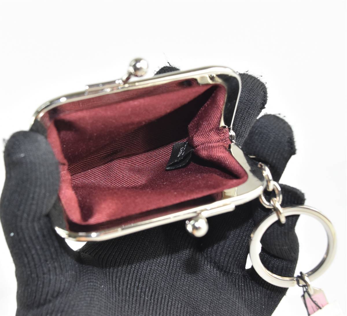 COACH コーチ シグネチャー がま口 コインケース キーリング付 美品