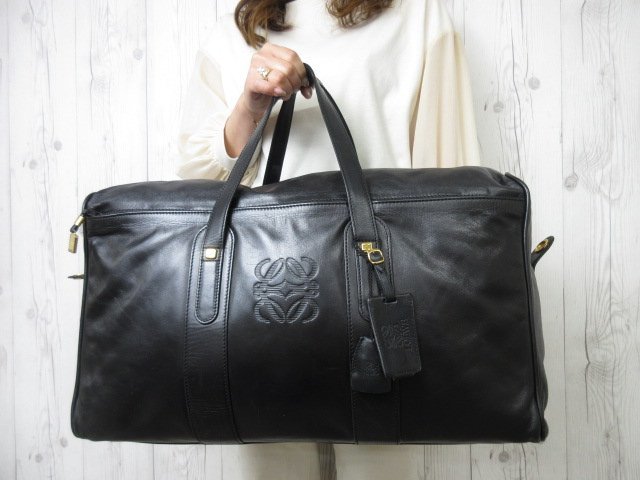 LOEWE(ロエベ)ボストンバッグ 美品 LOEWE ロエベ ボストンバッグ ハンドバッグ バッグ レザー 黒 A4