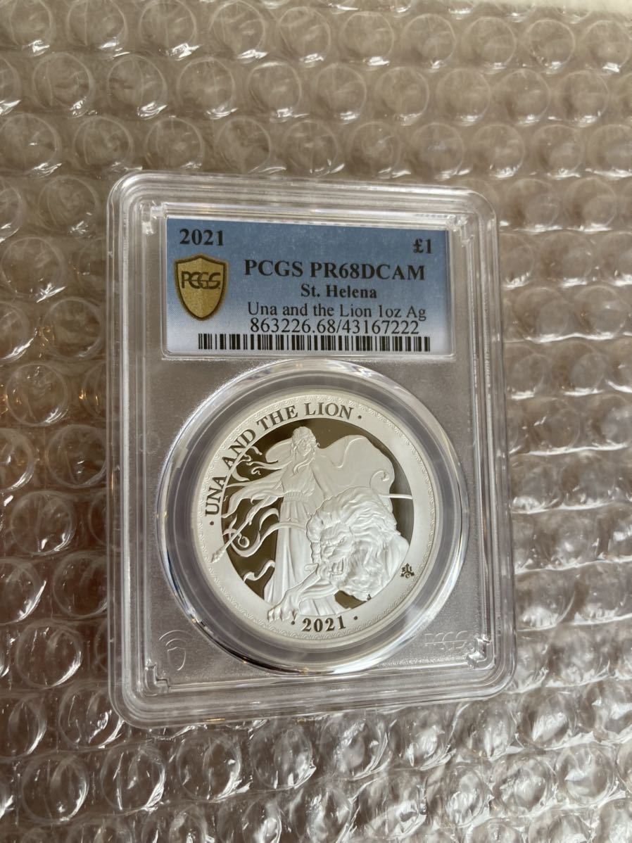 ウナとライオン PCGS PR68DCAM鑑定 2021年 イギリス領セントヘレナ