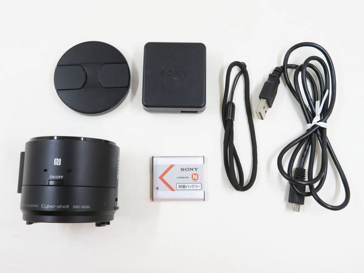 中古・完動品 SONY ソニー DSC-QX30 OpticalSteadyShot Cyber-shot G Lens 3.5-6.3/4.3-129 （m010） DSC-QX30 SONY Camera 64GBSD + 光学30倍