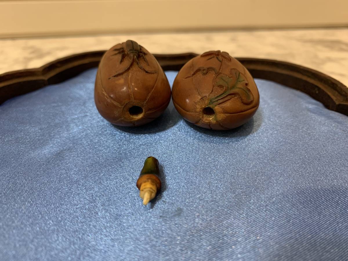 瓜式 鼻煙壺 10個 石 虫 彫刻 箱付 / 鼻煙壷 嗅ぎタバコ 中国 美術品
