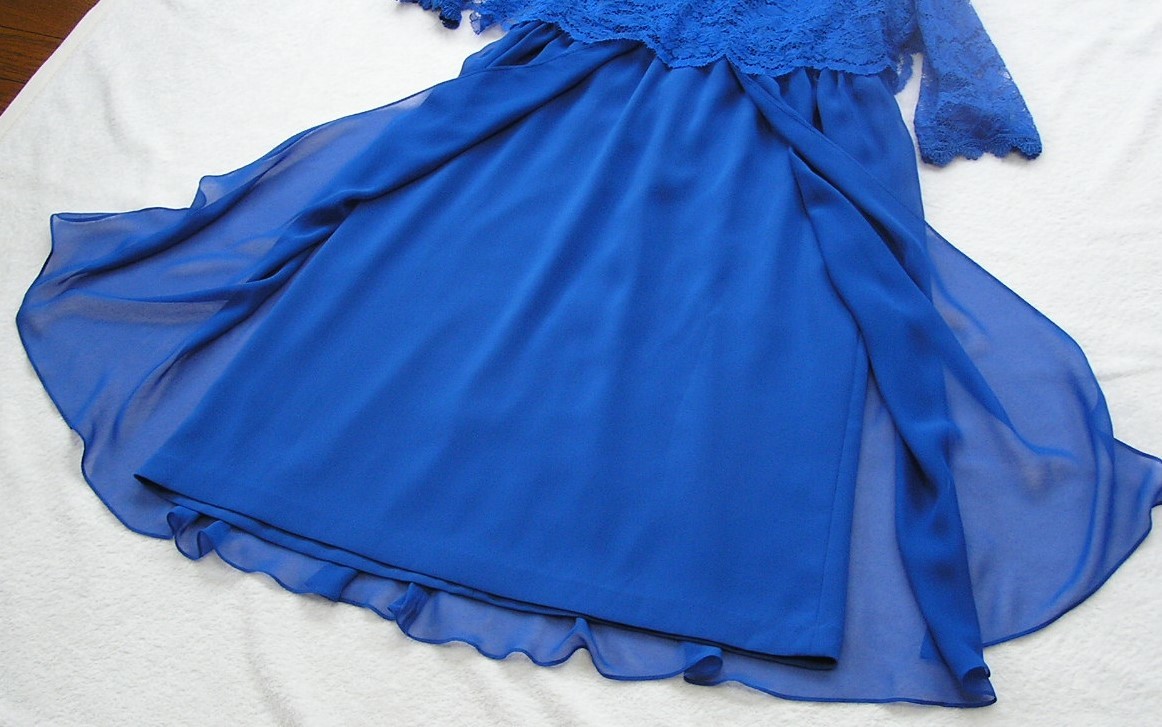 ロイヤルブルー 青 ワンピースドレス 重ね着風デザイン 東京ソワール マリココウガ Mariko Kohga 40 結婚式お呼ばれ 発表会 パーティー等 Lサイズ 売買されたオークション情報 Yahooの商品情報をアーカイブ公開 オークファン Aucfan Com