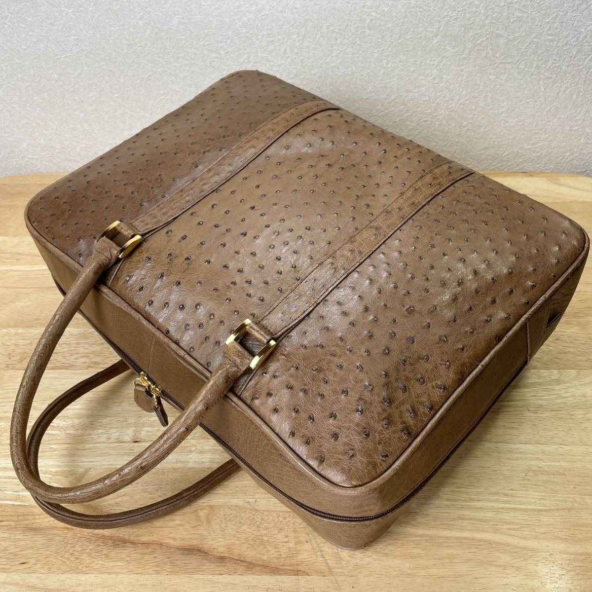 極美品 伊製 GIANNI FOSKARI 定20万 最高級 本物 オーストリッチ フル 