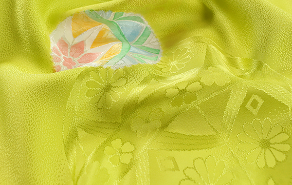 和遊館】即決nja2011 お仕立て付き！地紋入り 本振り用 正絹長襦袢 若草色