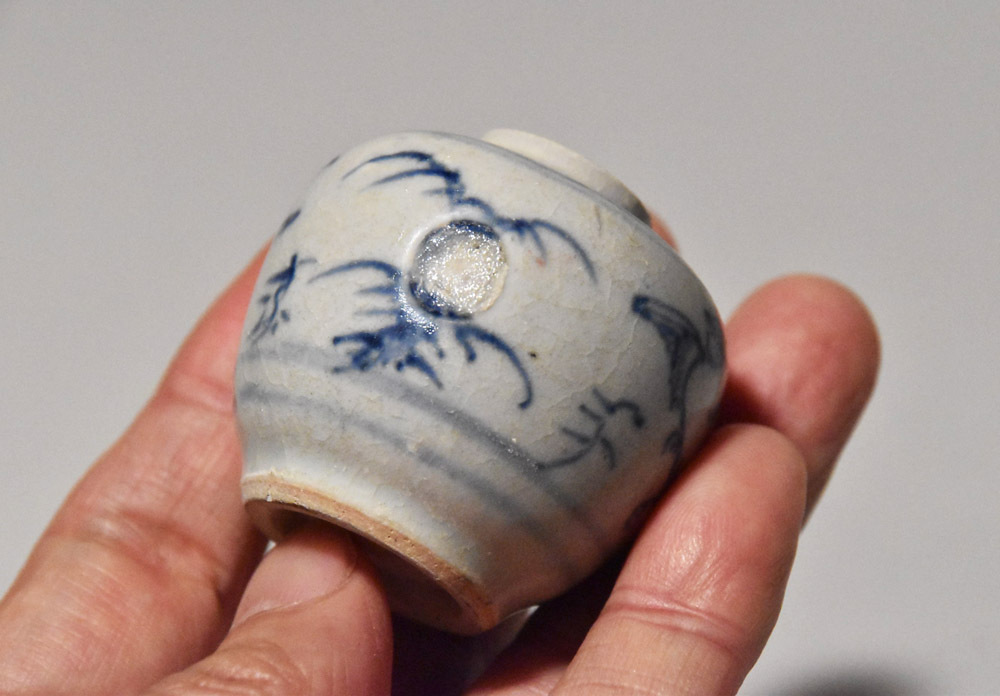 染付 古伊万里 李朝 花器 壷 花文 元禄 中期 江戸時代 18世紀