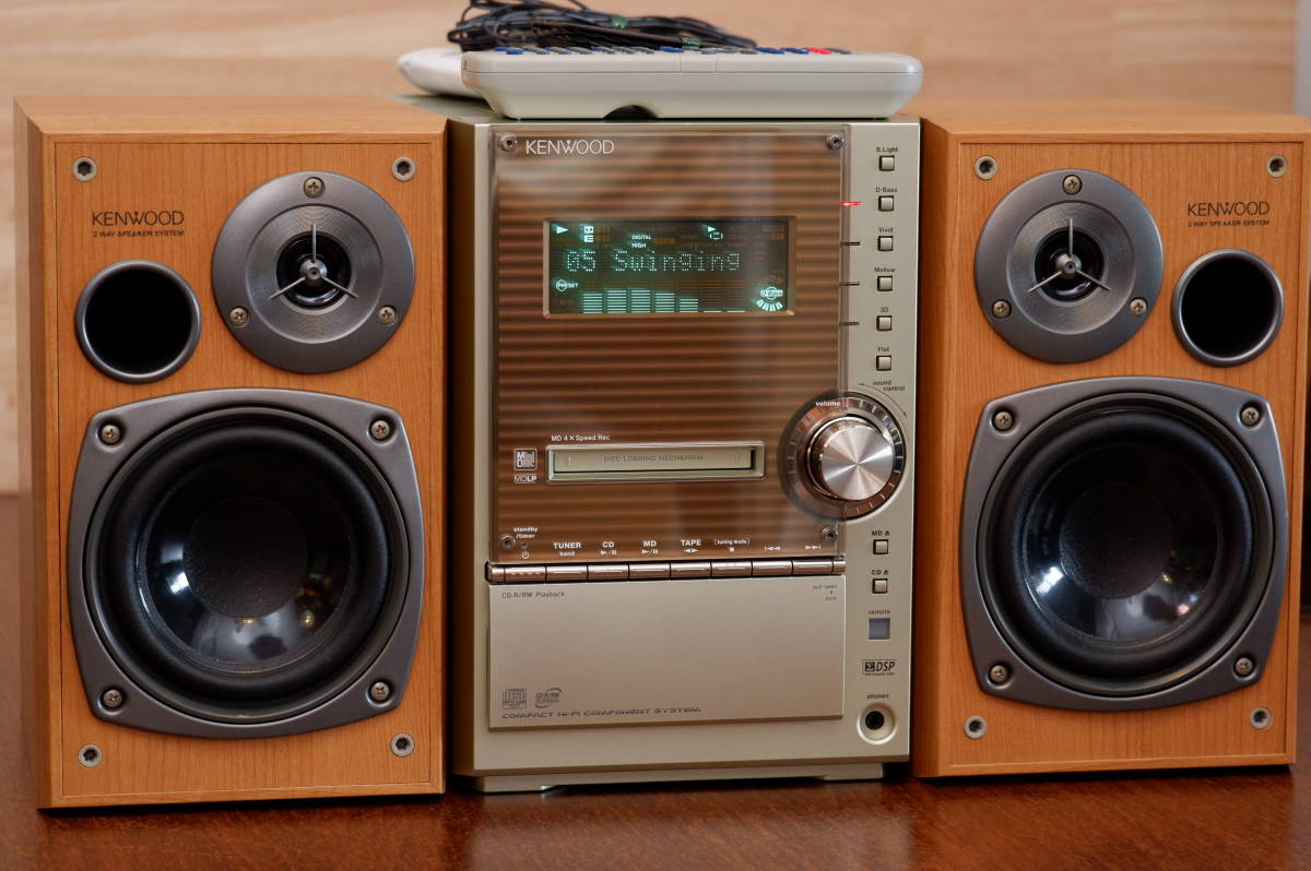 KENWOOD RXD-SL3MD 2005年製 CD/MD/TUNER/TAPE ミニコンポ +スピーカー 