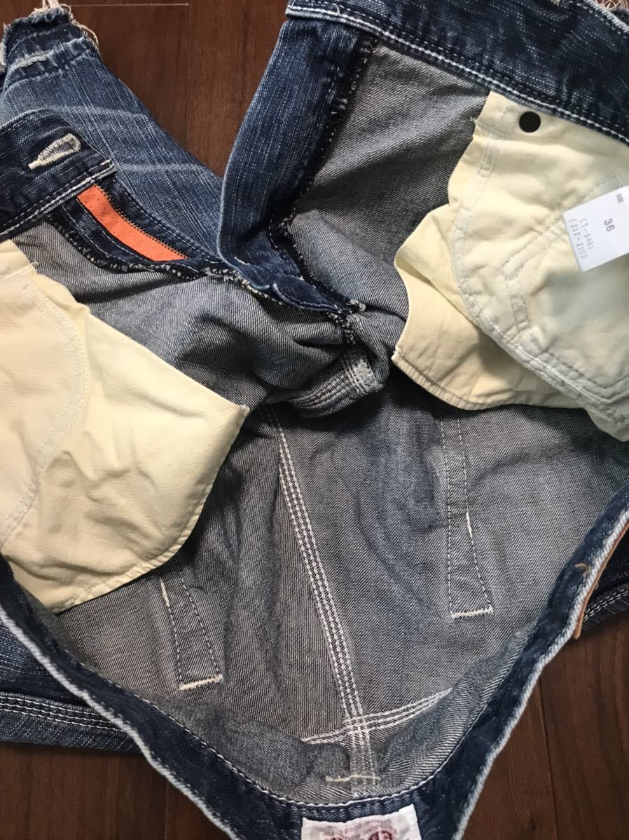 EDWIN XVエドウィン　ハーフデニム　ジーンズ　インディゴ　ロールアップ　W34