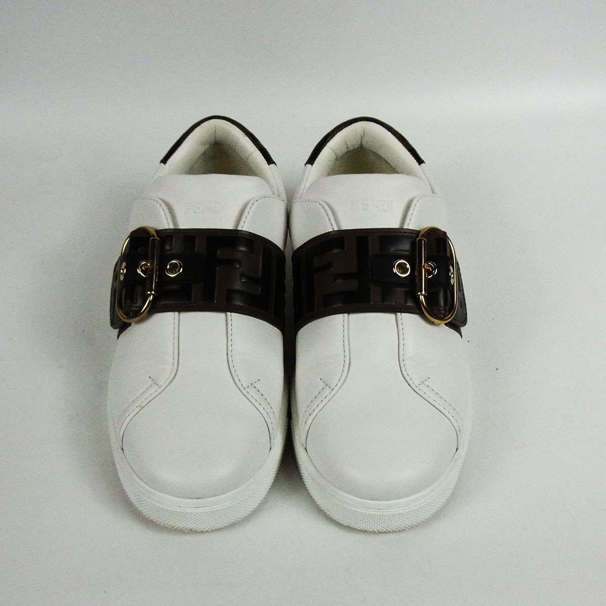 フェンディ スニーカー 8E6734 ホワイト×ブラウン系 37 ズッカ FENDI 