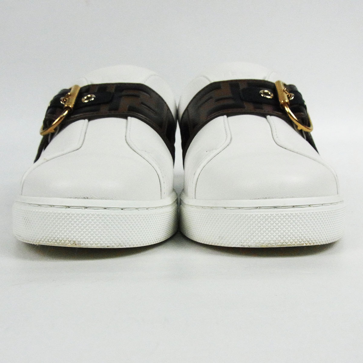フェンディ スニーカー 8E6734 ホワイト×ブラウン系 37 ズッカ FENDI 