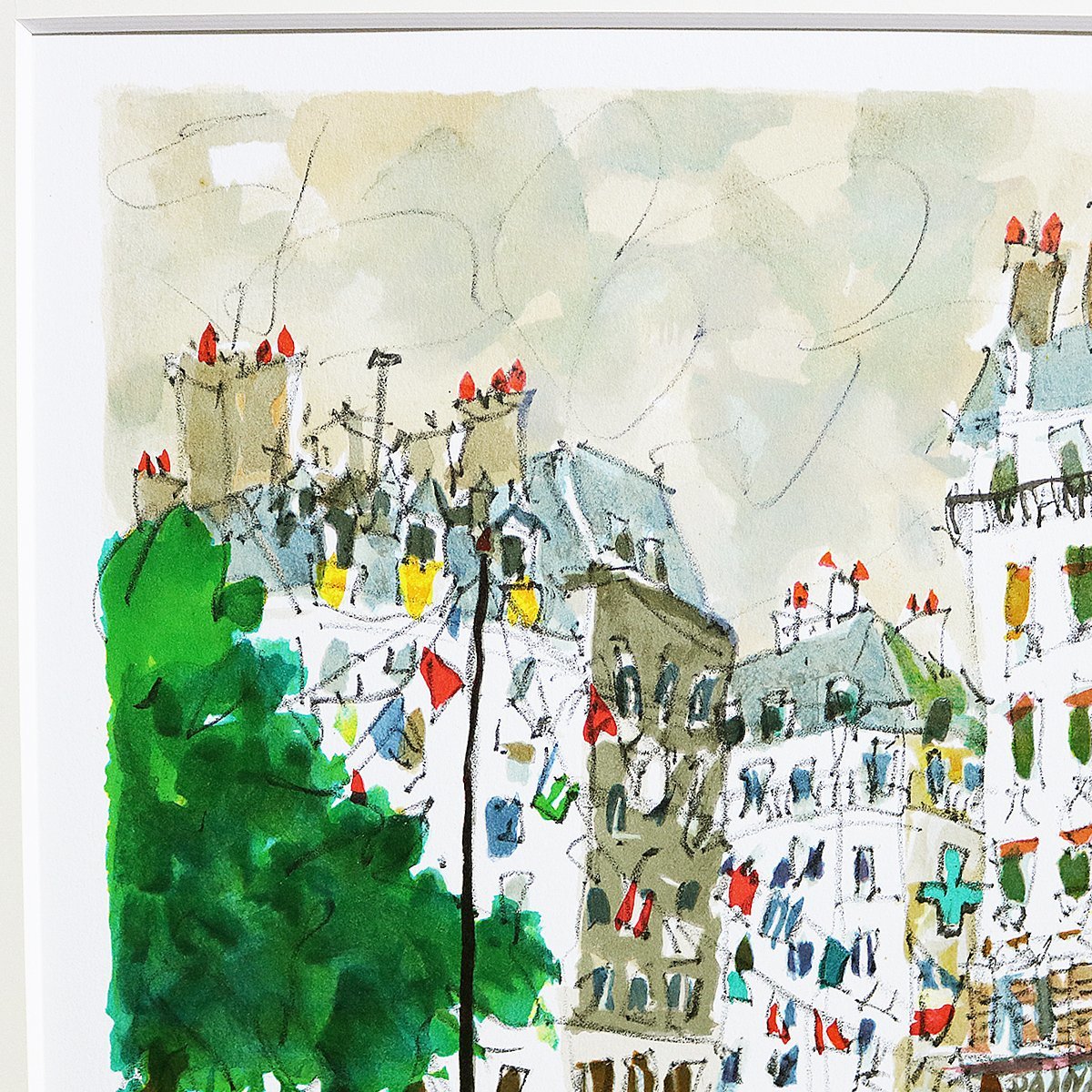 リトグラフ】児玉幸雄「カトルズ・ジュイエ」（パリ祭 風景）(石版画