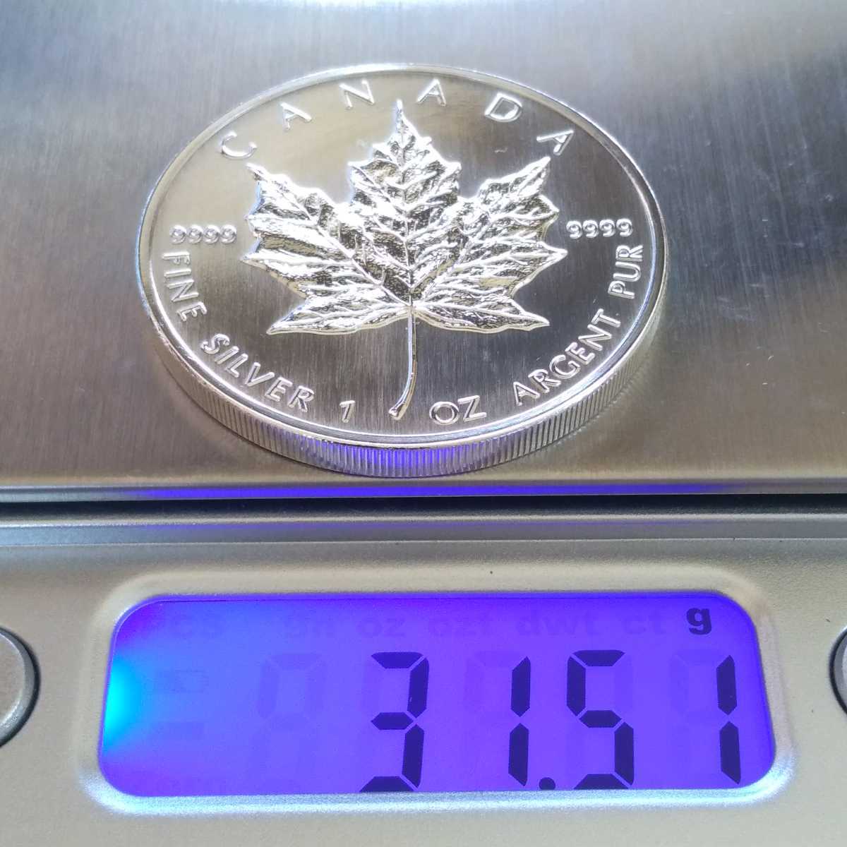 カナダ メイプルリーフ 1996 純銀1オンス5ドル銀貨 エリザベス2世(北