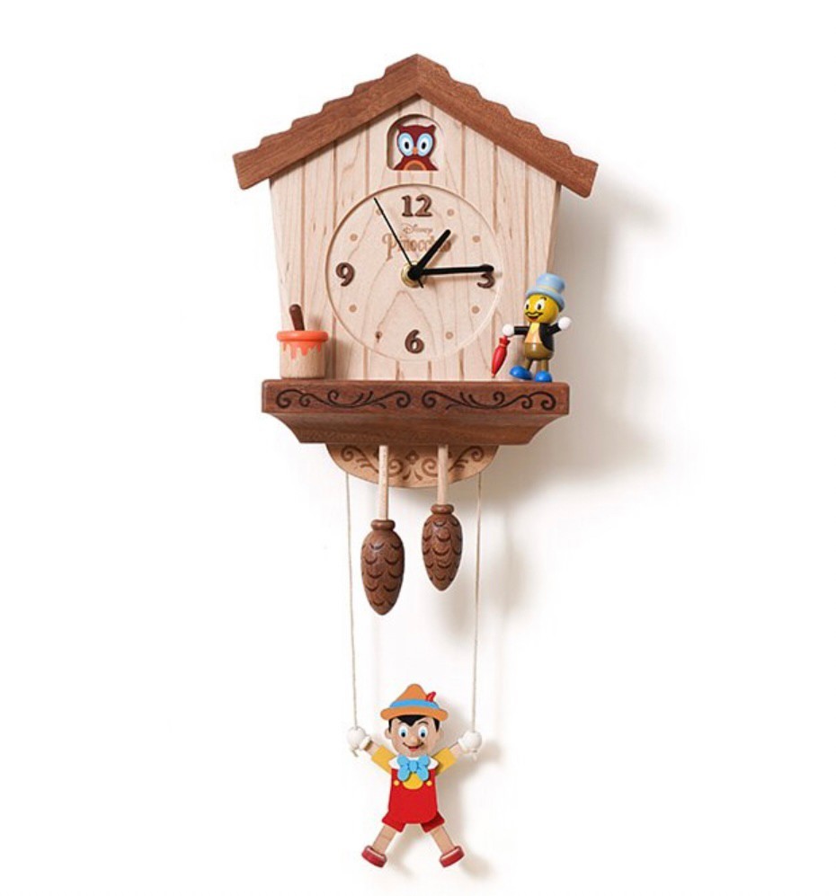 Woonderful life 台湾限定　ディズニー　ピノキオの原木製　掛け時計