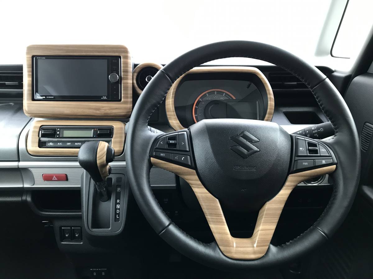 スペーシア◆インテリアパネル７点セット◆シフトノブパネル②ナチュラルウッド◇スペーシアカスタム・スペーシアギア 型式:MK53Sターボ車