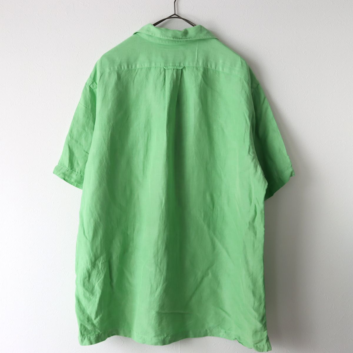 90s ラルフローレン 開襟シャツ 希少 グリーン リネン シルク L / POLO 