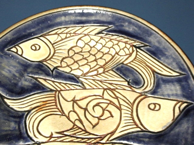 沖縄が生んだ芸術】壺屋焼 人間国宝金城次郎長男 金城敏男作！！ 藍色