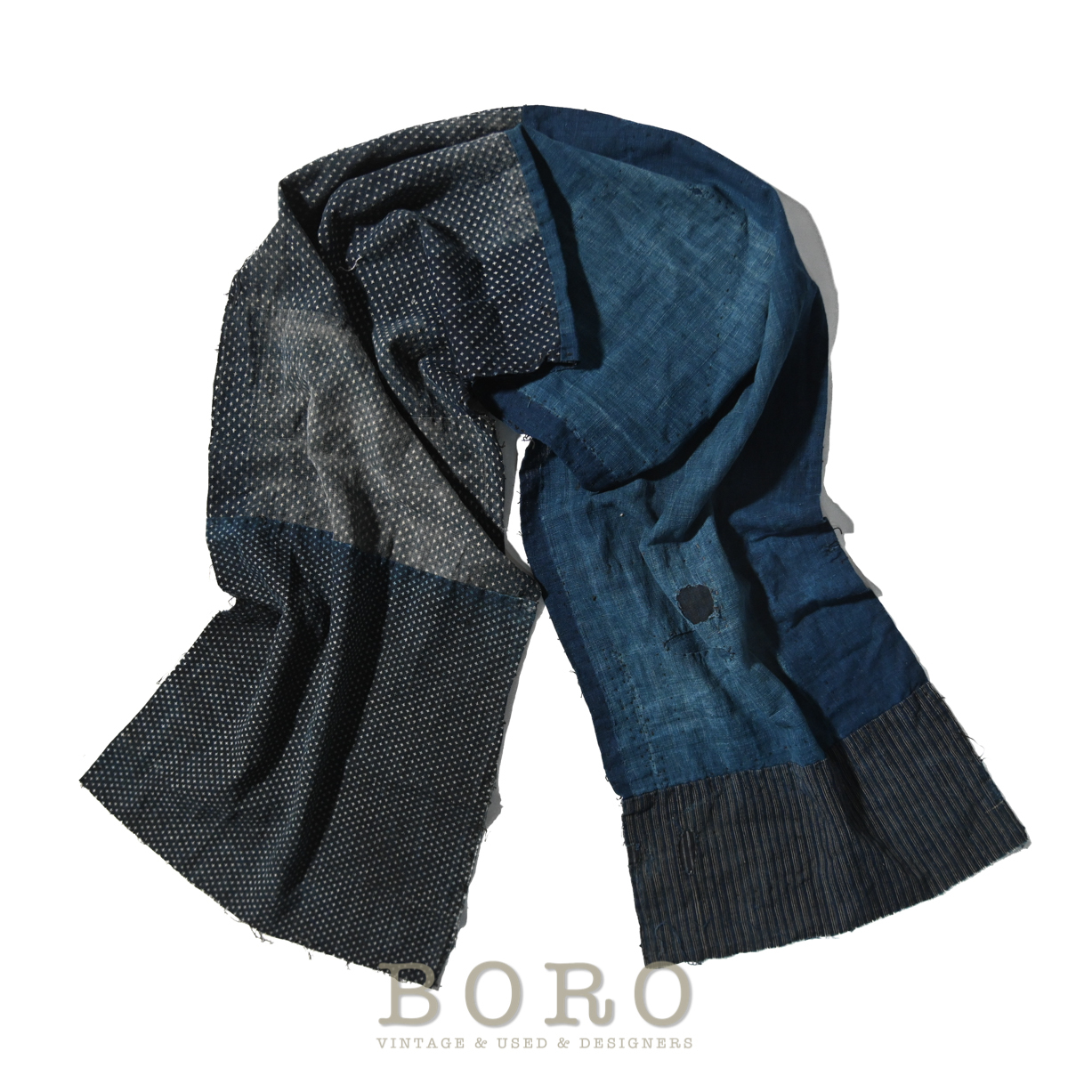日本の美】 JAPAN ANTIQUE 藍染 古布 襤褸 修繕 ストール  
