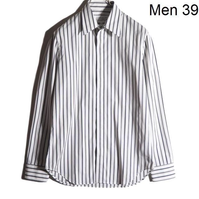 B4047P ▼MAISON MARGIELA メゾンマルジェラ 14▼20SS Classic Shirt ストライプシャツ 白黒 39 / マルタンマルジェラ シーズンレス rb mks