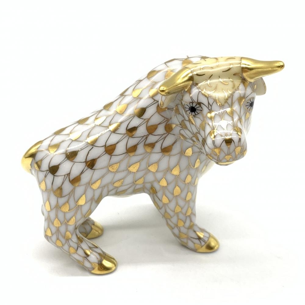 新品　Herend／ヘレンド　干支置物・うし（オレンジ）　ウシ／丑／牛 未使用 Herend ヘレンド 干支 えと 丑 牛 ウシ VHOR/16149 ゴールド