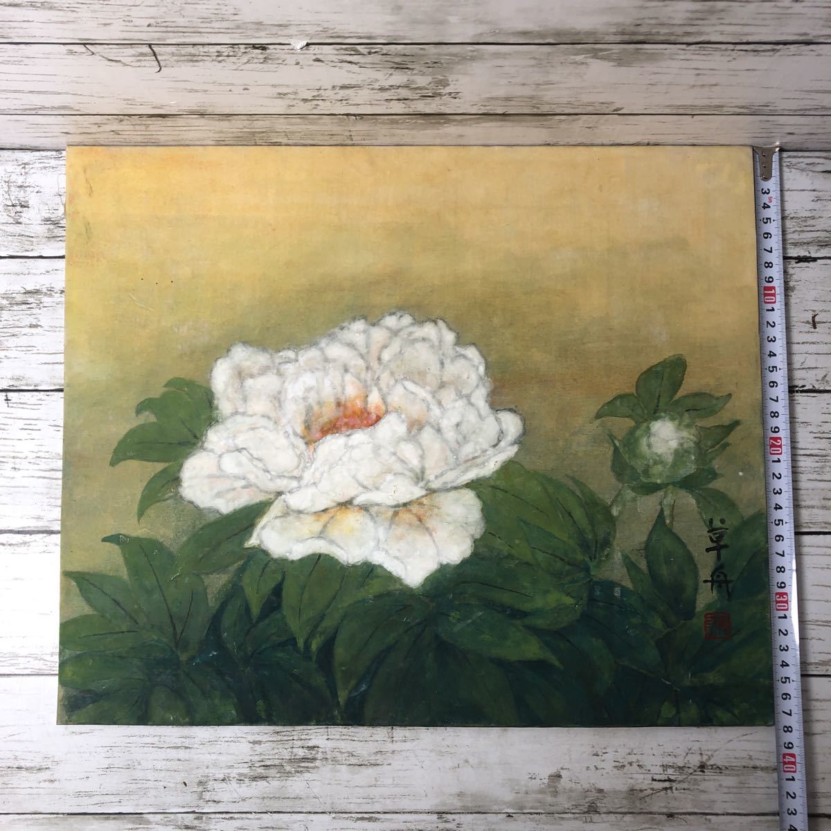 10A 草舟 作 白牡丹 静物画 日本画 39 (検) 油彩 水彩画 岩絵具 水墨画