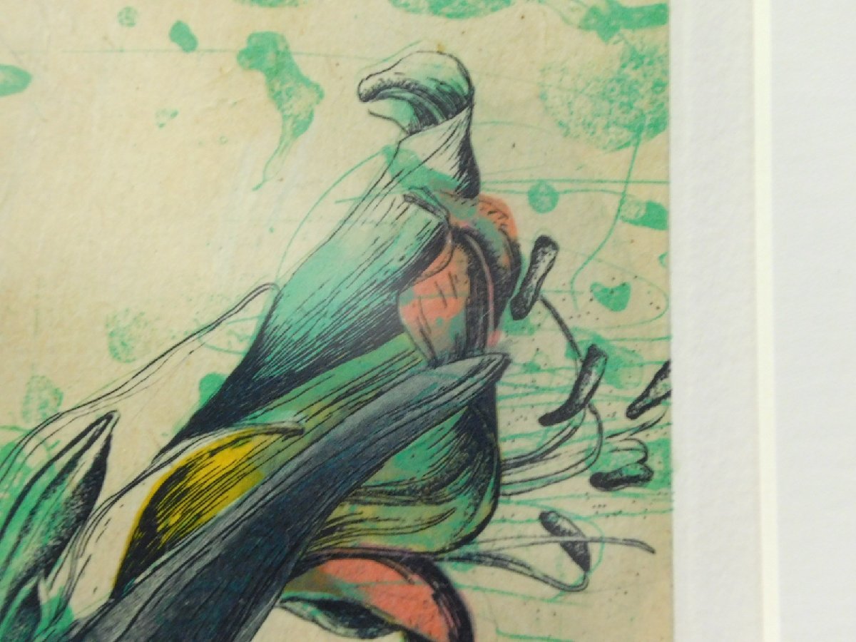 安藤真司 森の花'94-1 静物画 銅版画 エッチング 額装 保管品 w220467