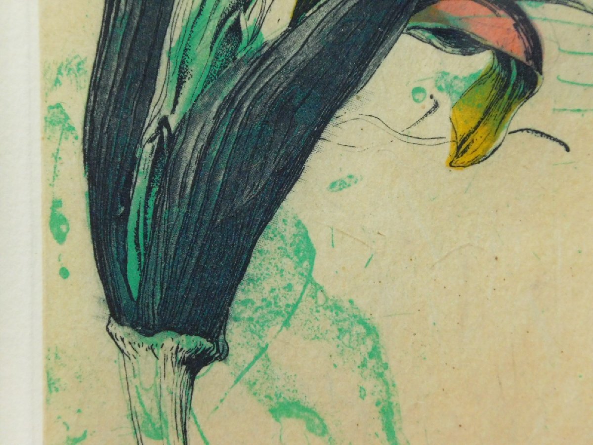 安藤真司 森の花'94-1 静物画 銅版画 エッチング 額装 保管品 w220467