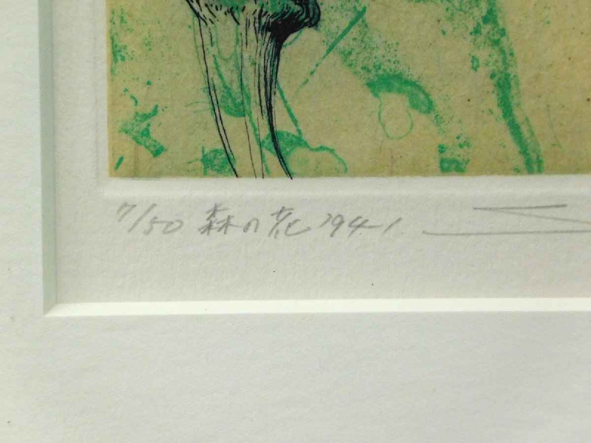 安藤真司 森の花'94-1 静物画 銅版画 エッチング 額装 保管品 w220467