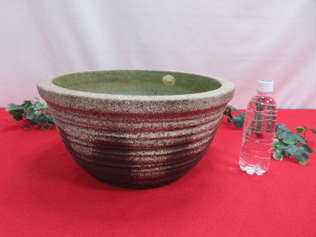 14OH1092 めだか鉢 植木鉢 金魚鉢 睡蓮鉢 メダカ鉢 水鉢 陶器 φ41cm
