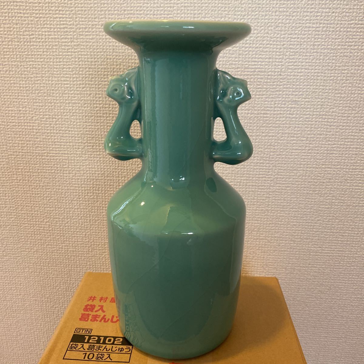 中国美術 古玩 雙鳳青磁花生 花瓶 花器 置物