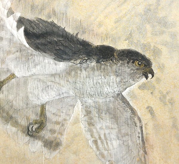 GLC】西藤哲夫 「飛翔」 日本画12号共シール 絹本 院展特待 師：今野