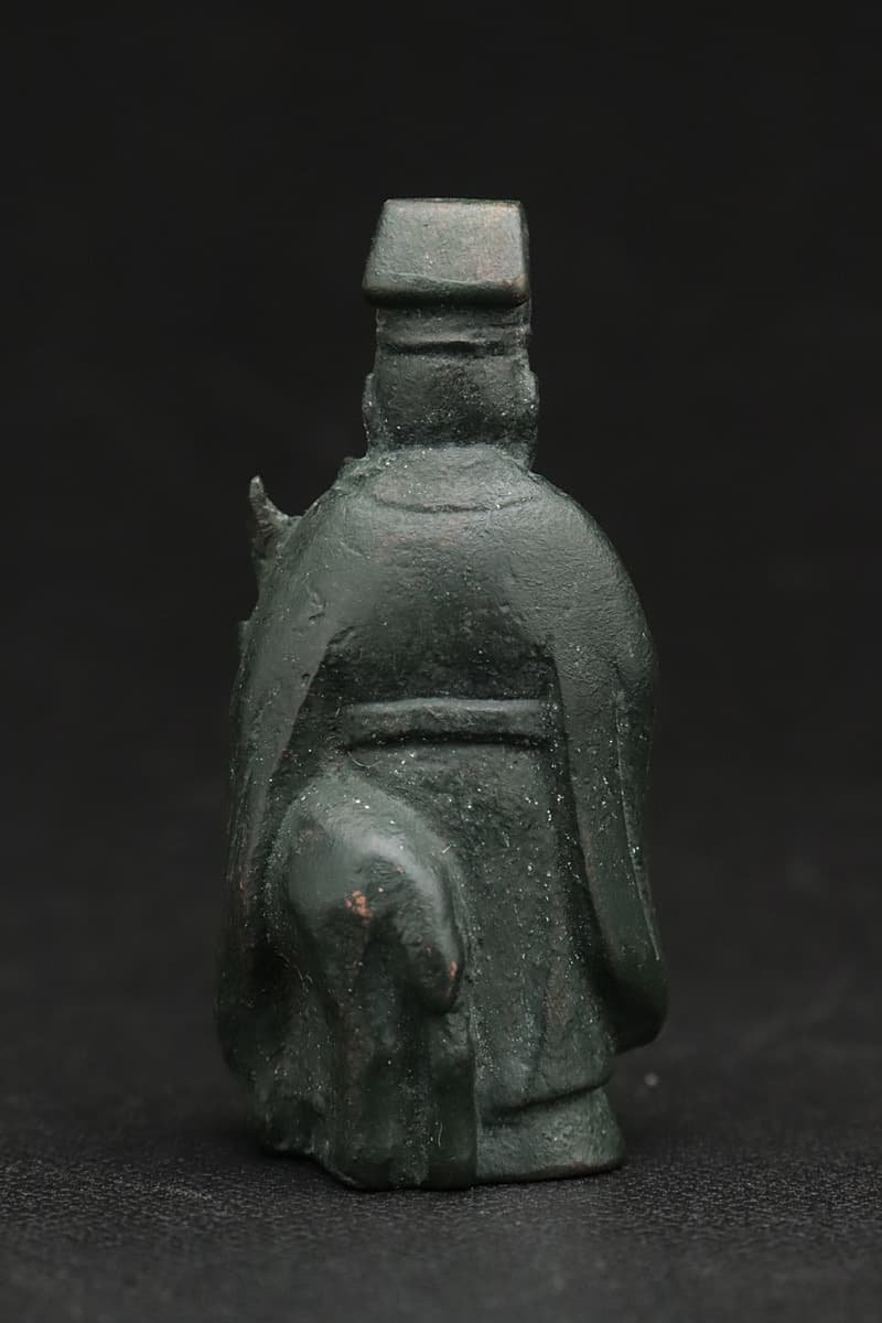 HS618 時代物【大國造】鋳銅 小型 寿老人像 置物 高5.2cm 重75g 共箱附
