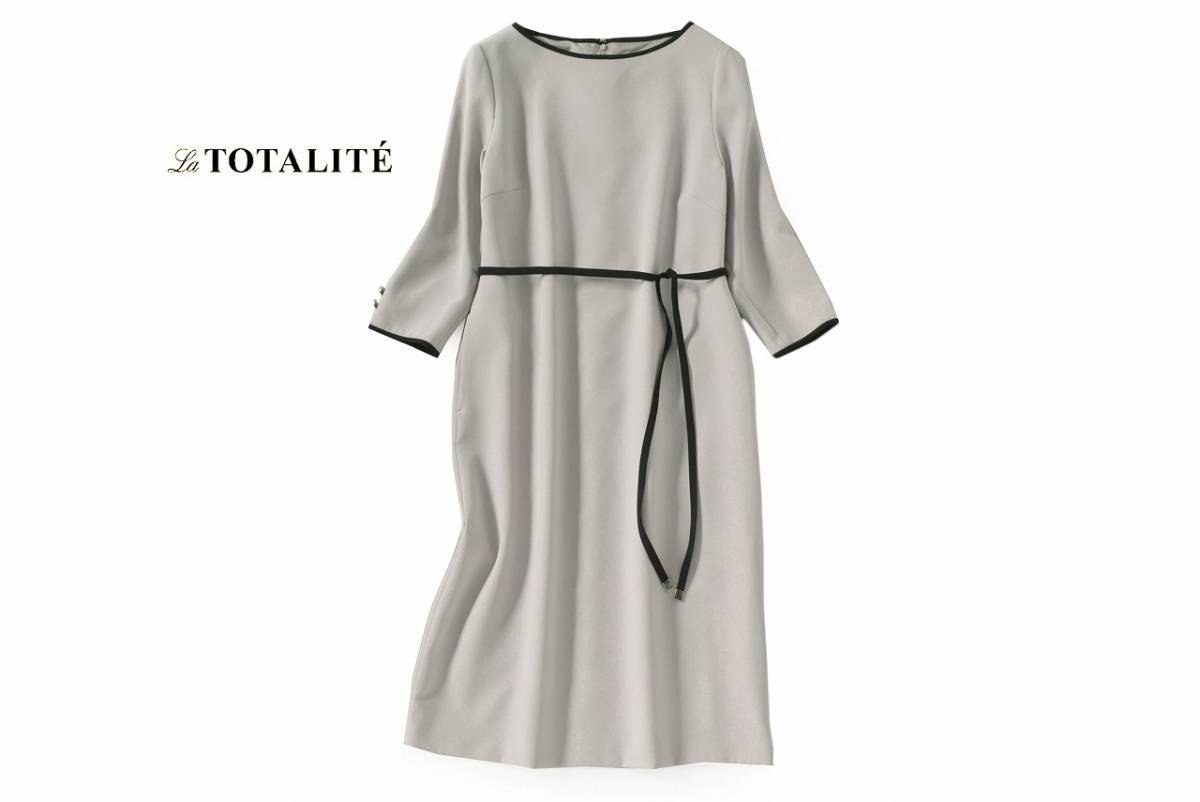 美品★ラ・トータリテ★38size/9号★ワンピースC115 ワンピース La 美品 ドットフリルスリーブワンピース(ワンピース)|La 「洗える」コットンミックスコンシャスワンピース -
