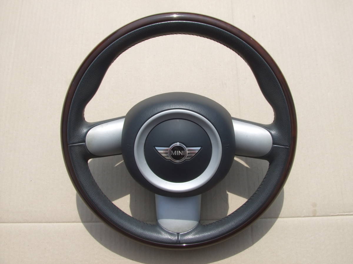 先着特典付 ☆ RA16 ミニ R50 後期 ウッド レザー ステアリング