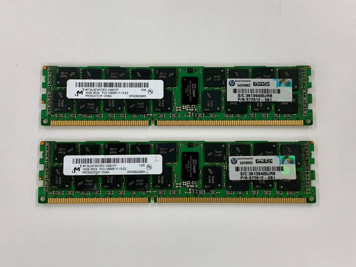 サーバー用メモリ 16GB PC3-12800R 2R×4 Micron製 2枚 （16GB×2