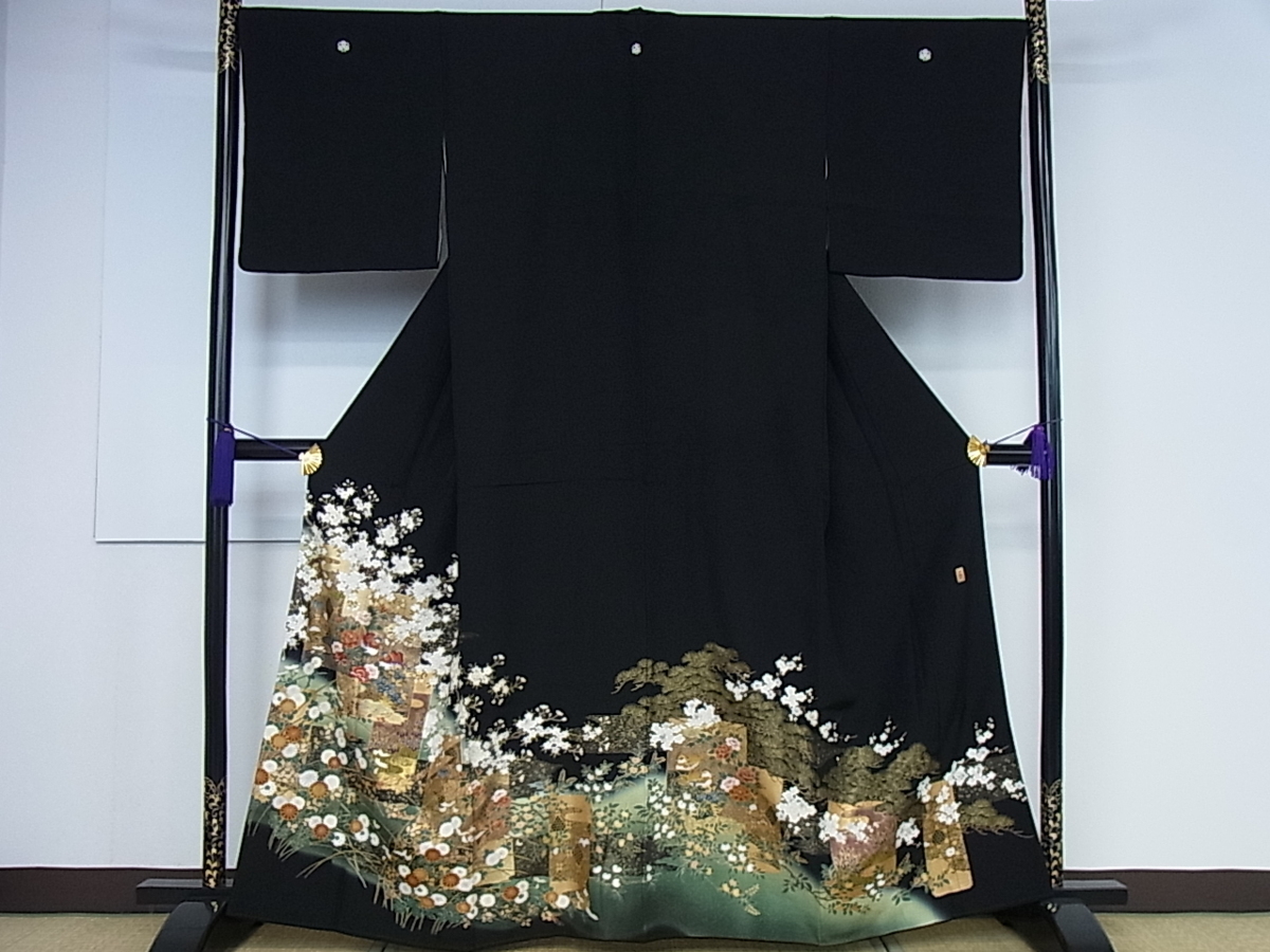 平和屋着物□豪華色留袖 地紙重ね花文 暈し染め 金彩