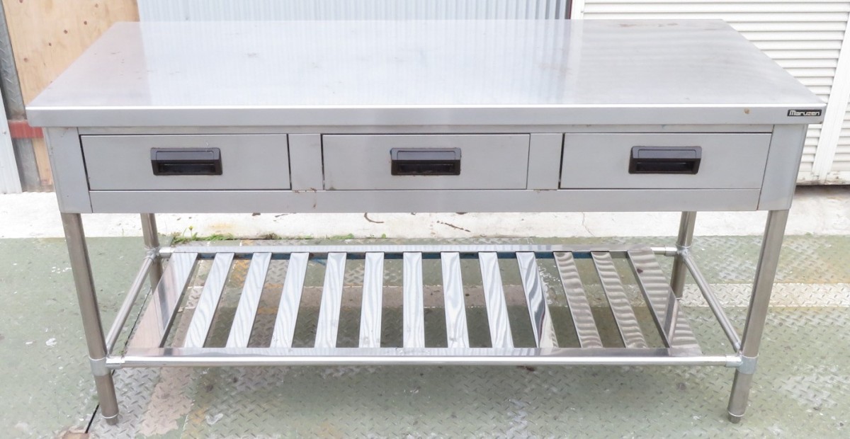マルゼン 作業台 調理台 厨房器具 1500×600×800(片側680)mm 