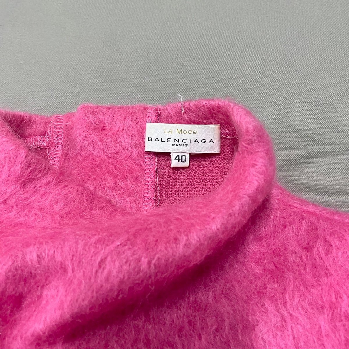 ●美品 BALENCIAGA バレンシアガ LaMode ラモード ヴィンテージ ニット 半袖 カーディガン アンサンブル レディース トップス ピンク 40● BALENCIAGA Mode バレンシアガ ステンカラーコート ネイビー -