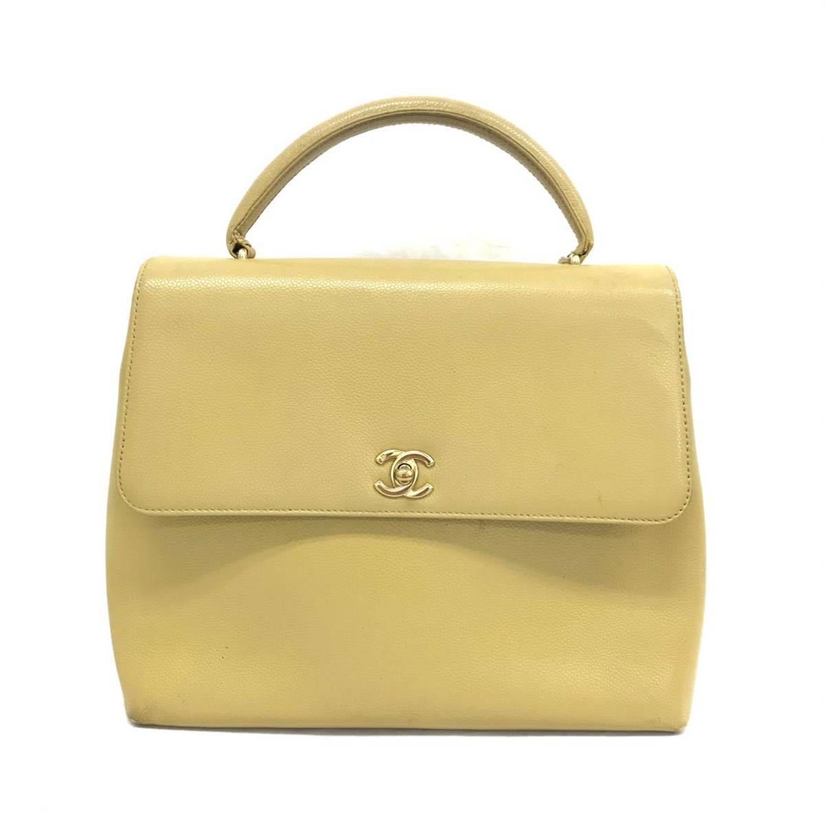 【1円スタート】CHANEL　シャネル　キャビアスキンレザー　ココマーク　ターンロック　ハンドバッグ　トップハンドル　2688