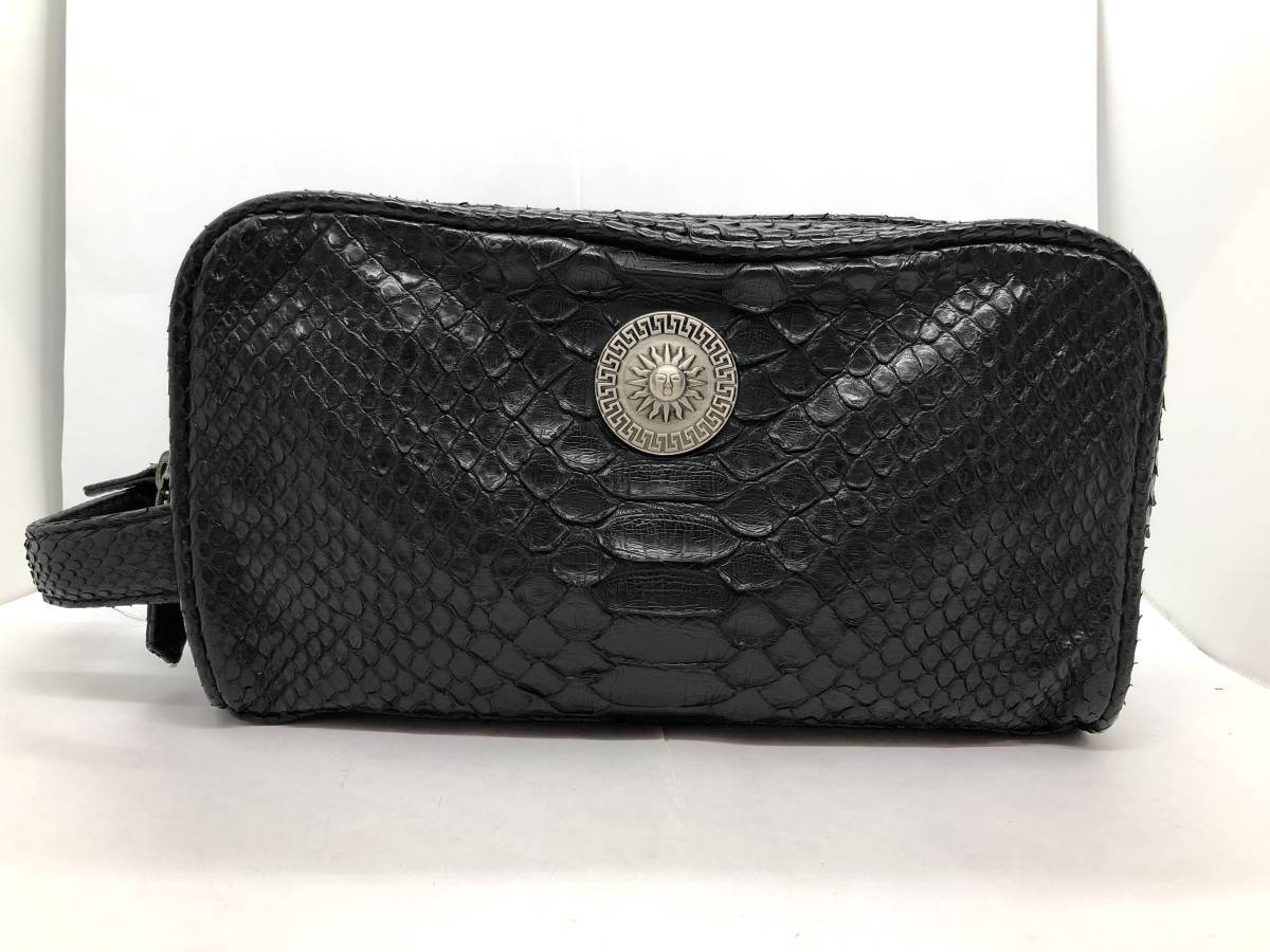 Versace ヴェルサーチ☆セカンドバッグ 太陽神 サンバースト ロゴ金具 