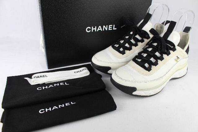 22年製 シャネル CHANEL SHOES ココマーク ファブリック スニーカー ブラック G35617 [39/24.5cm] レディース シャネル ココマーク CHANEL 箱付き✨CHANEL 35.5C コーラルピンク