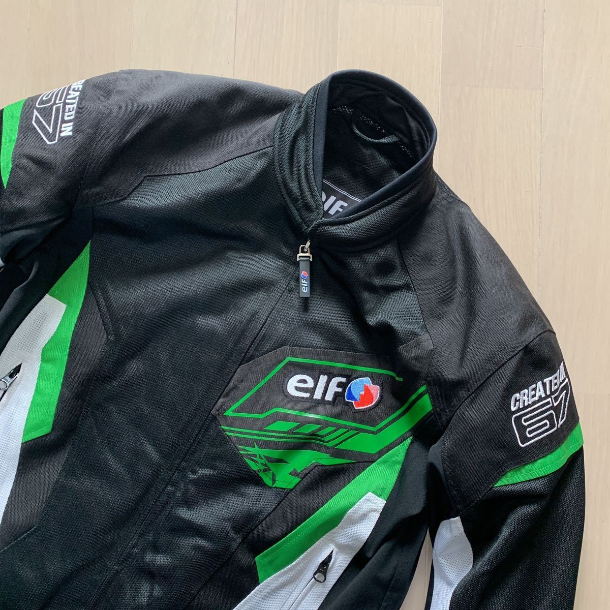 elf エルフ プロテクター付きメッシュジャケット BLACK/GREEN Lサイズ