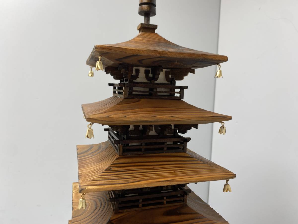 ☆孝心 作☆法隆寺 五重の塔 木製 オブジェ 置物 アンティーク【中古